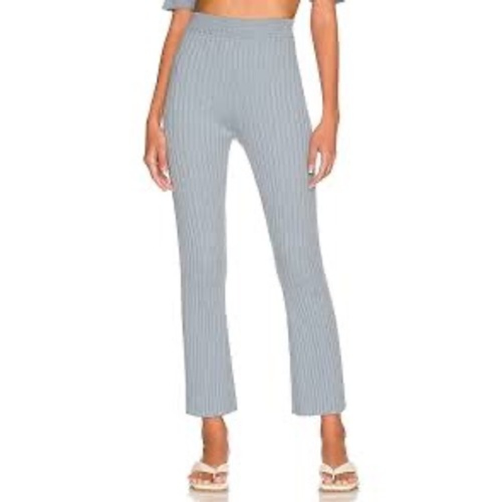 Something Navy Ribbed Wide Leg Pants on Slate Blue